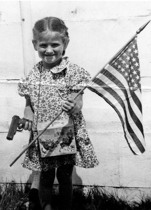 crazy american kid gun and flag